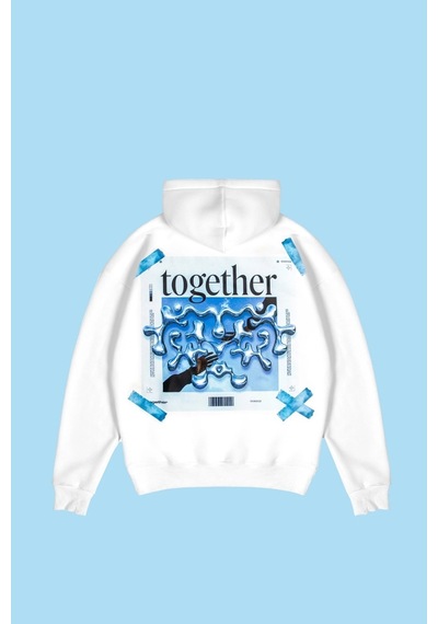 Tarzsokak Together Baskılı Oversize Unisex Beyaz