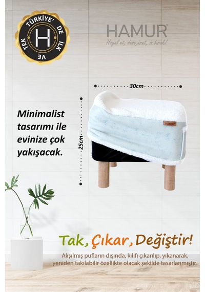 Yıkanabilir Puf Tabure Kılıfı Tak-Çıkar-Değiştir-Yenile Orta Sehpa Kılıfı Bb Solid Yeşil