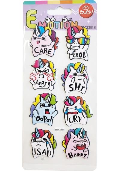Bu-bu Emotıons Puffy Stıck Unıcorn & Message 9x21 Bubu-swp-1902 Çok Renkli