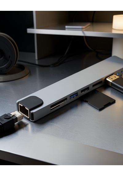 Type C Hub Usb Hdmı Ethernet Kart Okuyucu Uczzz Apple MacBook Uyumlu dönüştürücü-4