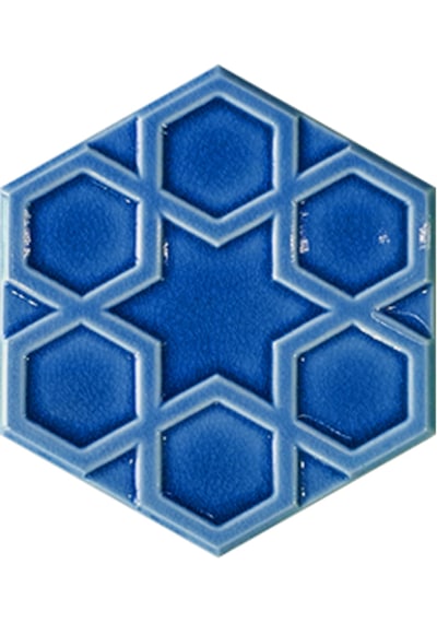 Armada Çini 15x17 Cm Rölyefli Yıldız Petrol Mavisi Altıgen Seramik