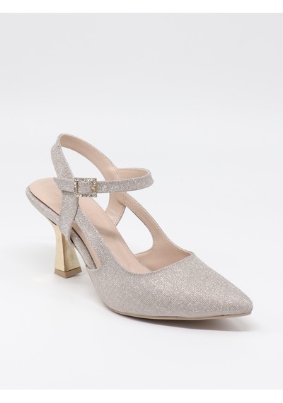 Nesilshoes Nesil Shoes Özma 362 Altın Simli Topuklu Kadın Ayakkabı