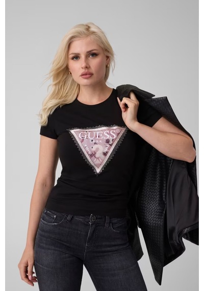 Guess Cosmos Slim Fit Kadın T-shirt W6bı25k6046 Siyah
