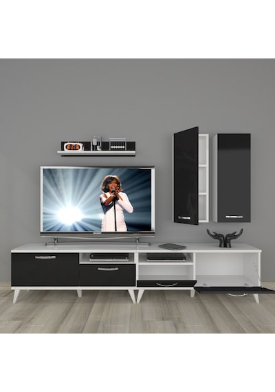 Decoraktiv Eko 5220d Slm Retro Tv Ünitesi Tv Sehpası Beyaz - Siyah