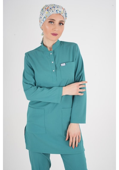 Ameliyat Yeşili Renk Sakura Model Tesettür Doktor Hemşire Scrubs Üniforma Takımı Yeşil
