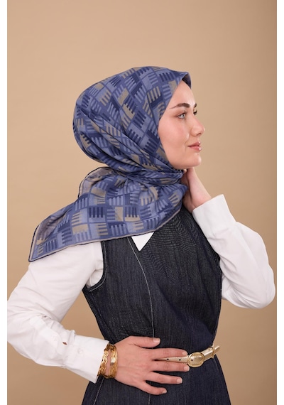 Silk Home Yaz Esintisi Eşarp 150001-13 İndigo, Yeşil Bej, Eflatun