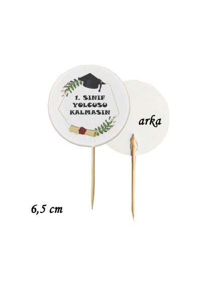 20 Adet 1. Sınıf Yolcusu Kalmasın Mezuniyet Baskılı Kürdan 6,5 Cm