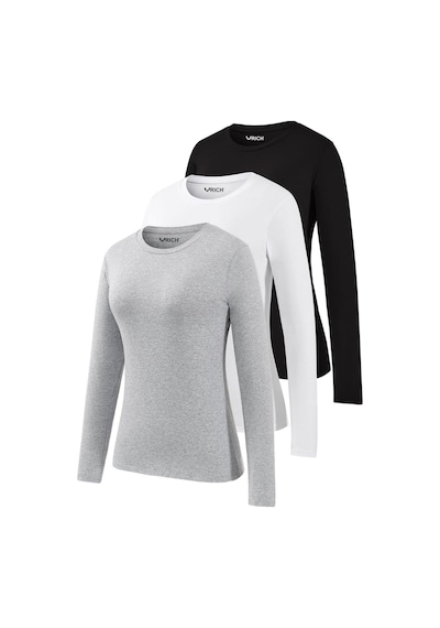 Kadın 3'lü Basic Uzun Kollu Tişört Body T-shirt Ekonomik Paket Çok Renkli
