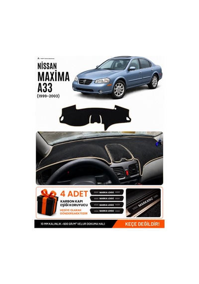 Nissan Maxima A33 1999-2003 Uyumlu Torpido Örtüsü, Torpido Kılıfı - Siyah-bej - Nı006