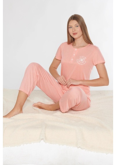 Alperi Kısa Kol Pijama Takımı Viskon 780-54 Koyu Somon