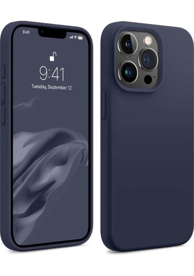 Bix Apple Uyumlu iPhone 13 Pro Silikon Kılıf Magsafe Güçlü Koruma Darbe Emici Gece Mavisi