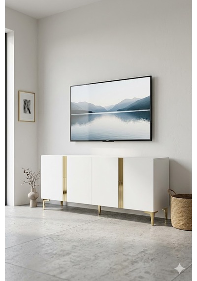 Ka1898bg Anka Konsol Ve Tv Sehpası Beyaz-gold 180cm