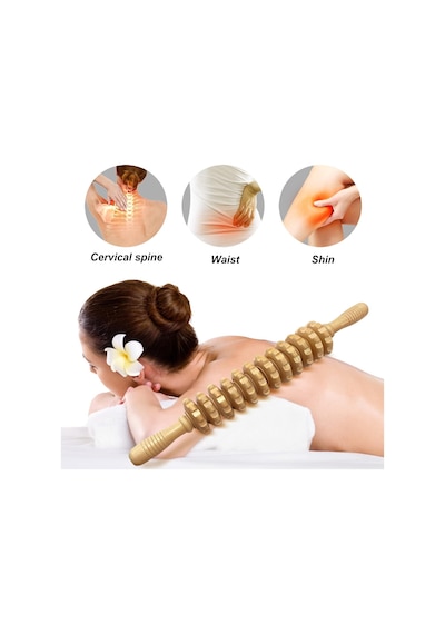 Valkyrie Medikal Ahşap Masaj Merdanesi Bel Boyun Sırt Bacak Masaj Aleti Selült  1. Kalite Kahverengi
