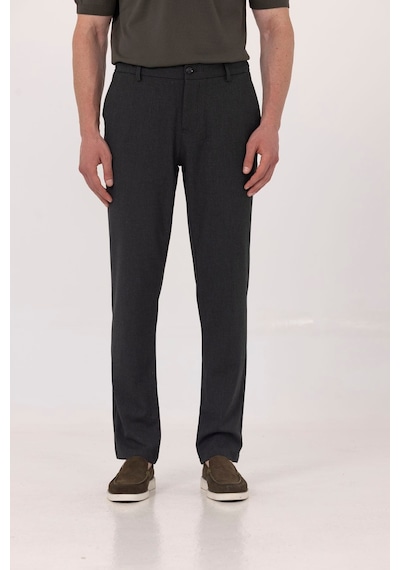 Sabri Özel Antrasit Yanı Lastikli Köprülü Kemerli Slim Fit Jogger Pantolon