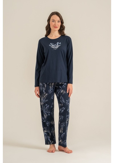 Pierre Cardin Kadın You Look Amazing Today Lacivert Uzun Kol Pijama Takım Pc9257-s-v1 Pc9257-s-v1