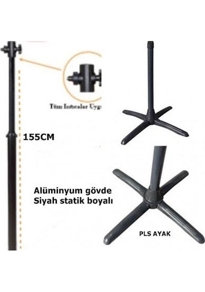Soba Ayağı Ufo.Kumtel Istıcı Ayağı Alüminyum 155 Cm-Siyah