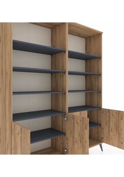 Hyperion Gardrop 10 Raflı 4 Kapaklı 176x44x221 Çam-çam/antrasit Çam/antrasit Hyperion Gardrop 10 Raflı 4 Kapaklı 176x44x221 Çam-çam/antrasit Çam/antrasit