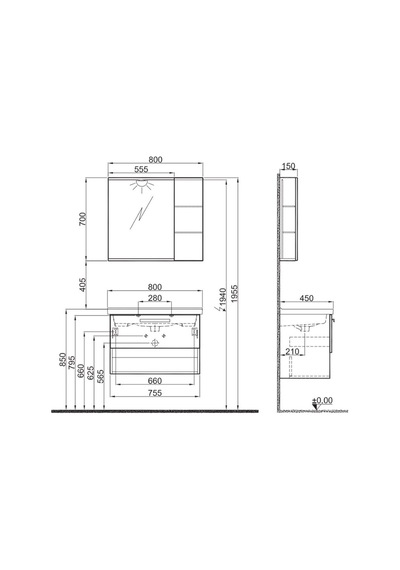 Kale Trevi Beyaz-meşe Banyo Dolabı Takımı 80 Cm Ahşap Kale Trevi Beyaz-meşe Banyo Dolabı Takımı 80 Cm Ahşap
