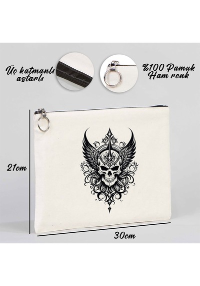 Tattoo Tablet/portföy Çanta - Astarlı 30x21 Cm Beyaz Beyaz