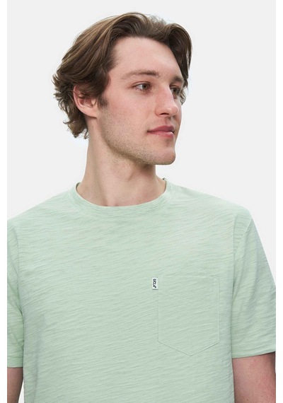 Ucla Caleb Duman Yeşili Bisiklet Yaka Cepli Standard Fit Erkek Tshirt Duman Yeşili Yeşil