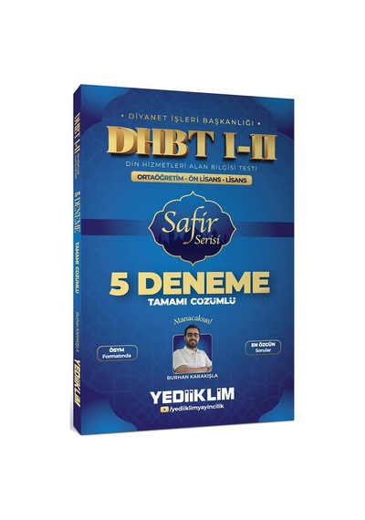 Yediiklim Dhbt I-ıı Ortaöğretim Ön Lisans Lisans Safir Serisi Tamamı Çözümlü 5 Deneme Sınavı