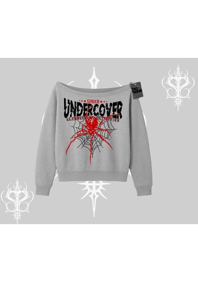 Startmore Beyaz Kayık Yaka Sweatshirt Spider Undercover Gri