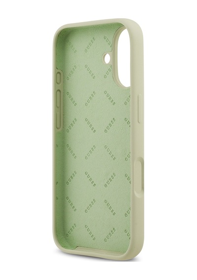 Apple Uyumlu iPhone 17  Kılıf Guess Lisanslı Grained Yazı Logolu Kapak Yeşil Yeşil