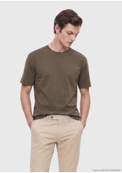 Ramsey Haki Düz %100 Pamuk T-shirt haki khaki