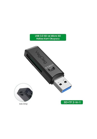 Usb 3.0 Sd Ve Micro Sd Hafıza Kart Okuyucu Siyah