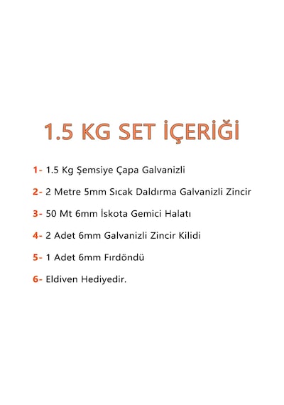 Tekne Ve Şişme Bot İçin Hazır Çapa Seti 1.5kg Şemsiye Çapalı