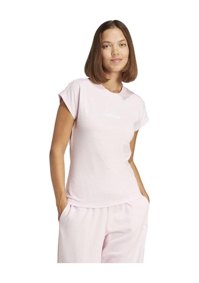 Adidas Essentials Linear Sj Kadın Pembe Bisiklet Yaka Tişört Pembe