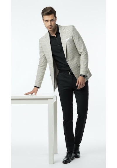 Plus Scorpion Erkek Keten Ekose Blazer Ceket Mono Yaka Tek Düğmeli Çift Yırtmaçlı Açık Bej Plus Scorpion Erkek Keten Ekose Blazer Ceket Mono Yaka Tek Düğmeli Çift Yırtmaçlı Açık Bej