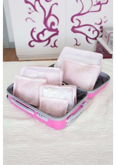 6'sı 1 Arada Pembe Bebek Seyahat Çantası Desenli Çok Renkli