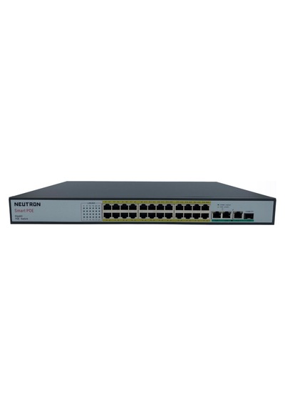 Neutron NT-PS24-320 24 Port Poe 3 port GB Uplink 1 Port GB SFP 250 M 320W Poe Switch