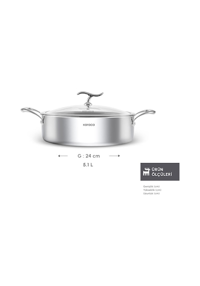 Karaca Plasma Steel 316+ 3Ply Yanmaz Yapışmaz Çelik Tencere 24 cm