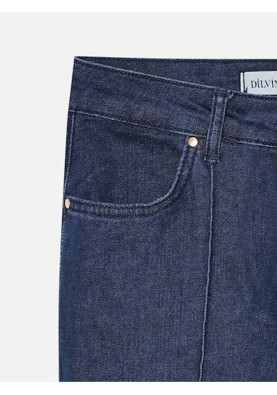 Dilvin 72309 Dikiş Detaylı Flare Jean-lacivert