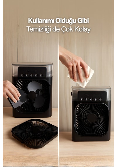 600 Ml Su Tanklı Buharlı Serinletici Fan Taşınabilir Mini Fan Led Işıklı Hava Soğutucu Vantilatör