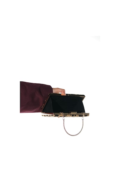 Luvishoes Luvi Shoes Marcona Siyah Sarı Desenli Kadın Abiye Çanta Leopar