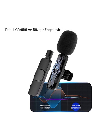 Magicvoice K8 Kablosuz Type-c Vlogger Yaka Mikrofonu Android-gopro-osmo Action-ıphone-Apple iPad Uyumlu
