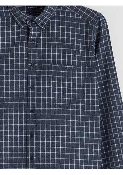 Lcwaıkıkı Classic İndigo Regular Fit Ekose Erkek Gömlek