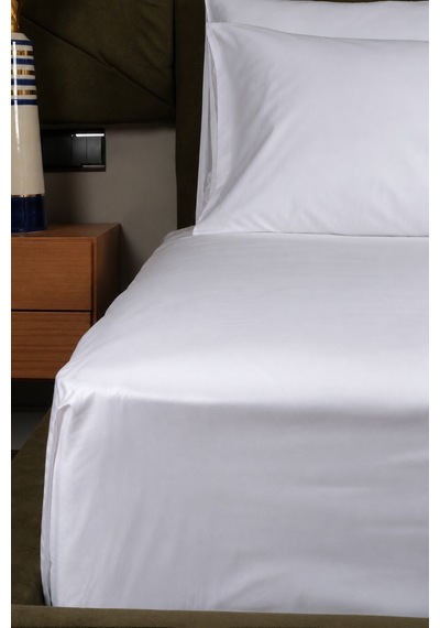 San Marino Serisi %100 Pamuk Saten King Size Otel Çarşafı 280 280cm Beyaz