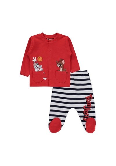 Civil Baby Tom And Jerry Baskılı 1-9 Ay Pijama Takımı - Kırmızı