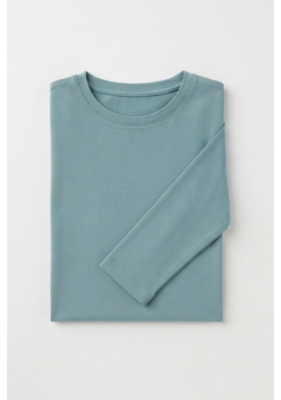 Kiagu Erkek Çocuk Uzun Kollu Basic Düz Tişört %100 Pamuk Bisiklet Yaka T-shirt 2-13 Yaş Turkuaz