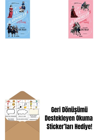 Üç Silahşörler 4 - Louise De La Valliere + Üç Silahşörler 3 - Bragelonne Vikontu + Okuma Sticker'ları