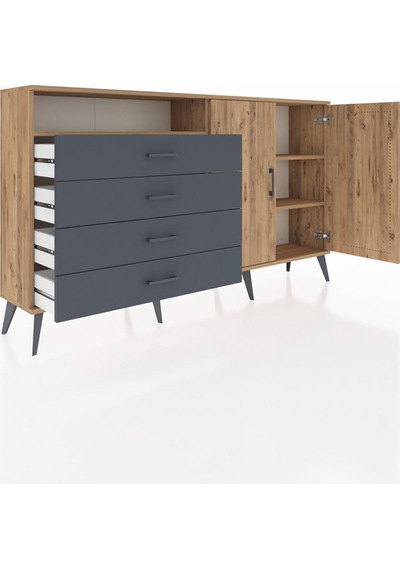 Arges Konsol 3 Raflı 4 Çekmeceli 2 Kapaklı 176x30x99 Çam-çam/antr Çam-çam/antrasit Arges Konsol 3 Raflı 4 Çekmeceli 2 Kapaklı 176x30x99 Çam-çam/antr Çam-çam/antrasit