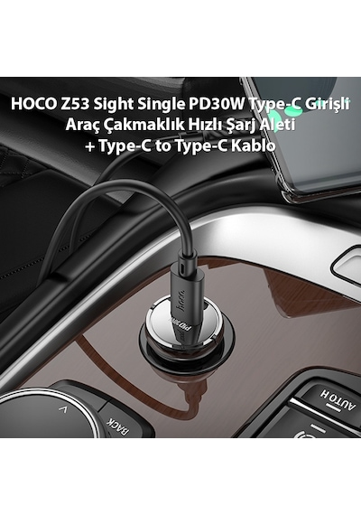 Hoco Z53 Pd30w Type-c Araç Hızlı Şarj Aleti + Type-c Kablo
