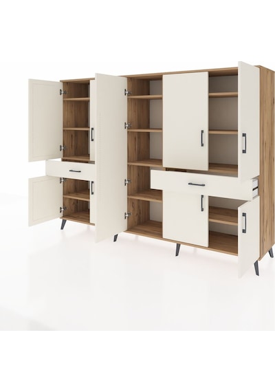 Hyperion Dolap 12 Raflı 2 Çekmeceli 8 Kapaklı 220x44x163 Çam-ayta Çam-aytaşı Hyperion Dolap 12 Raflı 2 Çekmeceli 8 Kapaklı 220x44x163 Çam-ayta Çam-aytaşı