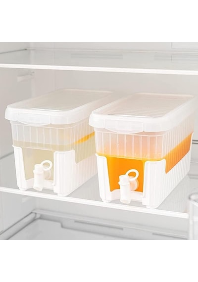4 Litre Musluklu Ve Ayaklı Buzdolabı İçi Su Sebili, Su Sebili, Limonata, Portakal Suyu, Piknik, Balkon, Seyyar Masa Sebili, 4 Litre Sebil Şeffaf Beyaz Çok Renkli