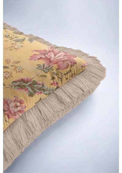 Çiçek Desen Vintage Saçaklı Yastık Kılıfı-romantik Bahar Country Pembe Vizon Püsküllü Kırlent Kılıfı Bordo