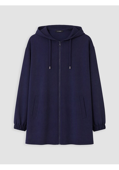 Lcw Curve Lacivert Büyük Beden Kapüşonlu Kadın Sweatshirt Tunik